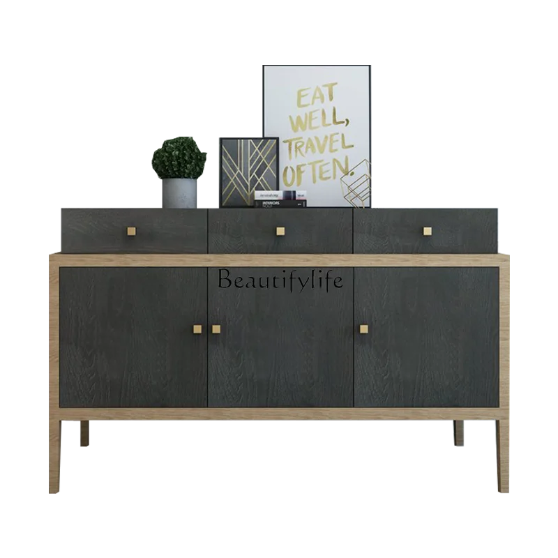 

*Nordic rural retro dining side cabinet Nordic light luxury storage entrance Modern simple wine cabinet