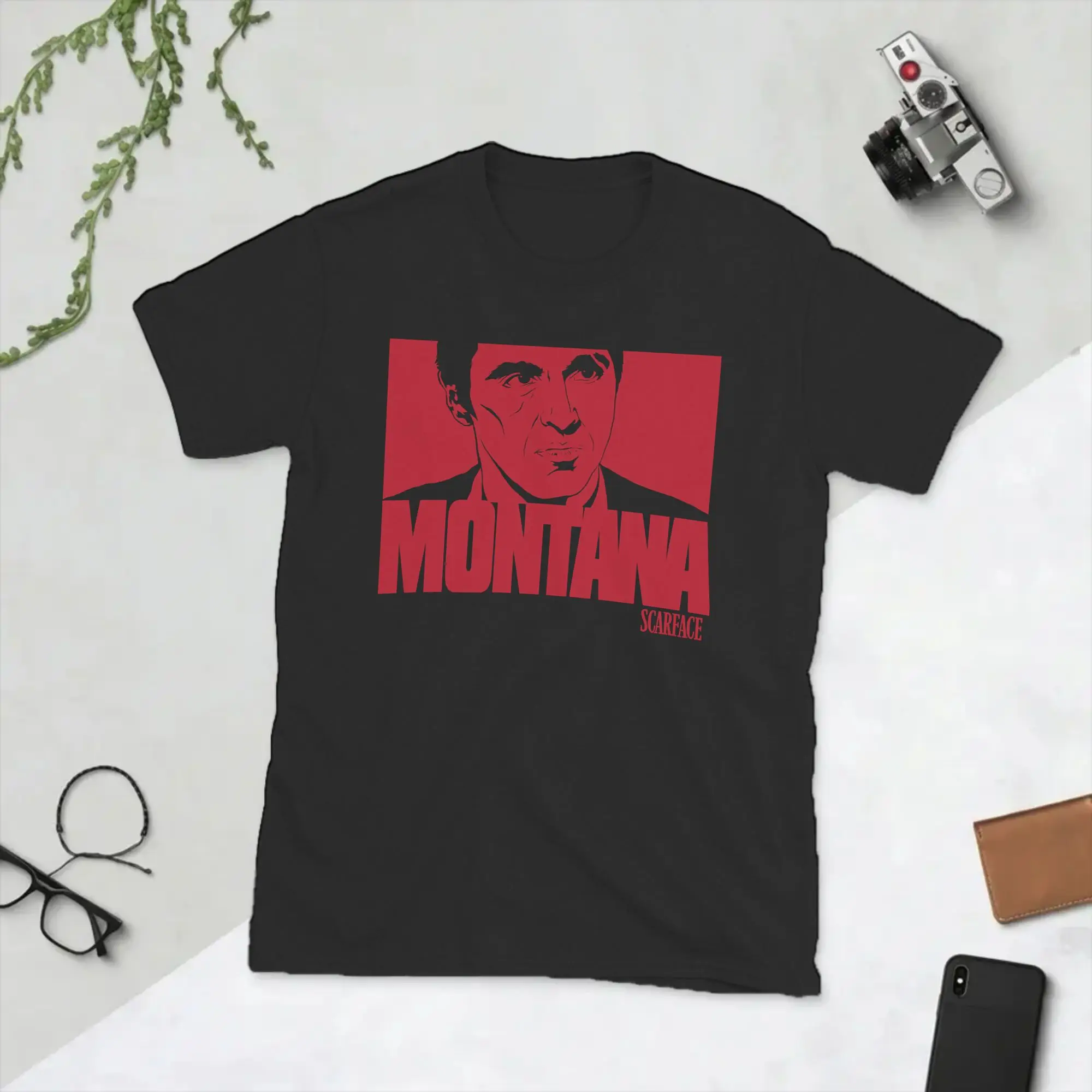 Scarface Montana Face Men's T Shirt  Vintage Tees Short Sleeve Round Neck T-Shirts Pure Cotton Birthday Present Clothes