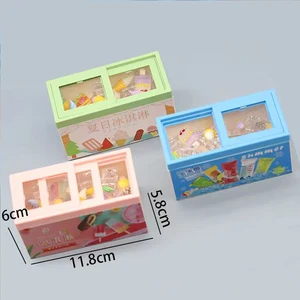 Miniaturmöbel Supermarkt Gefrierschrank für Mädchen, 1/12 Doldas Spielzeug, Eisschrank, Simulationsgetränk, Mini -Essen, Geschenk Küche 8 Hauptverkäufe Gefrierschrank für Eiscreme - №1