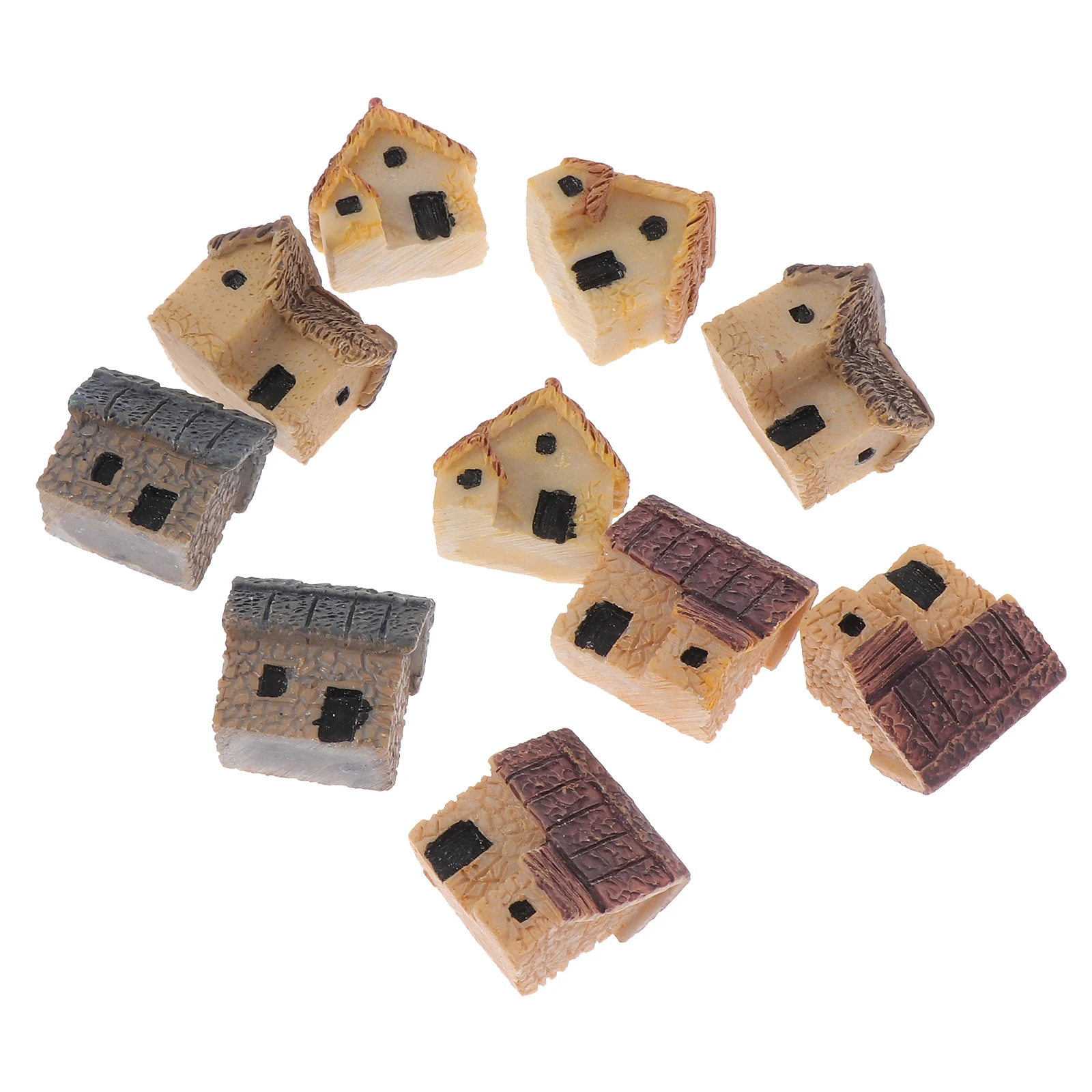 

10Pcs Resin House Castle Micro Landscape Cabin Decor Miniature Garden Adornments Decorative Accents