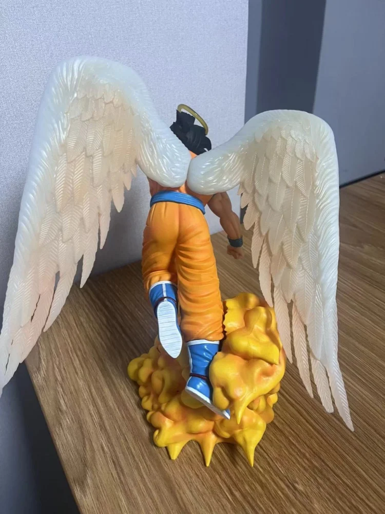 29 CM Dragon Ball Gk Engelenvleugels Vaarwel Wukong Toriyama Ming Draaien Terug Zwaaien Handen Model Ornament Anime