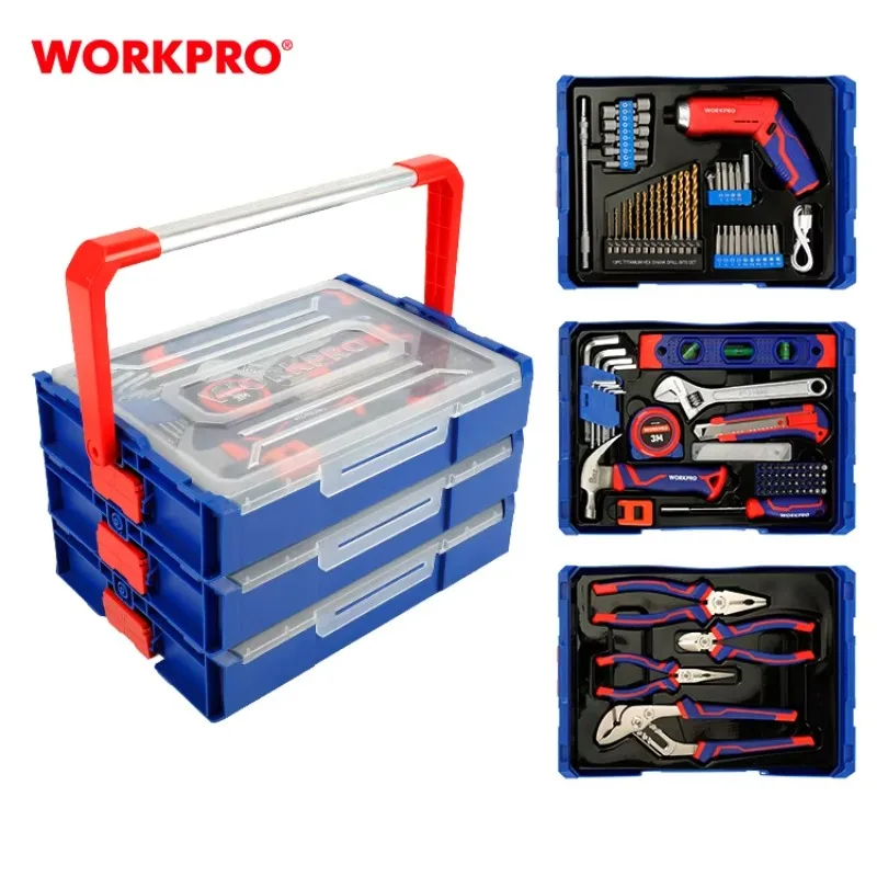 111pc Middle Size Stackable Box Tool Set With Mechanical Tools Color Sleeve Multi-Purpose