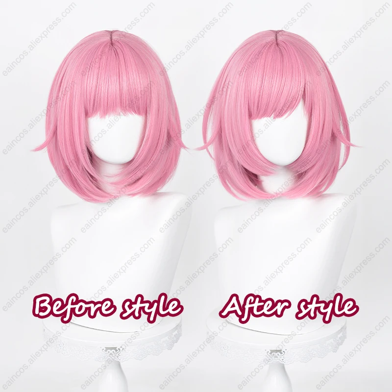 Anime Ootori Emu Cosplay Pruik 34Cm Korte Donkerroze Pruiken Hittebestendig Perucas Synthetisch Haar