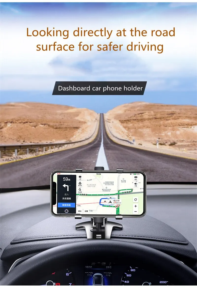 Universeller Auto-Handyhalter, Armaturenbrett-Clip-Halterung, GPS-Handyhalterung, Autohalterung für iPhone, Xiaomi, Huawei – Detail 2