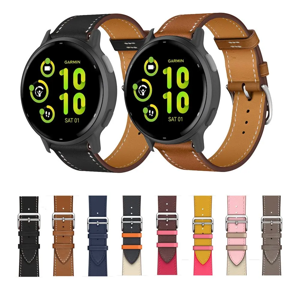 20 22 مللي متر جودة الجلود حزام معصمه الرجال النساء سوار ساعة للغارمين Vivoactive 3 4 5 6 الموسيقى Venu 2 3 2Plus SQ 2 الموسيقى