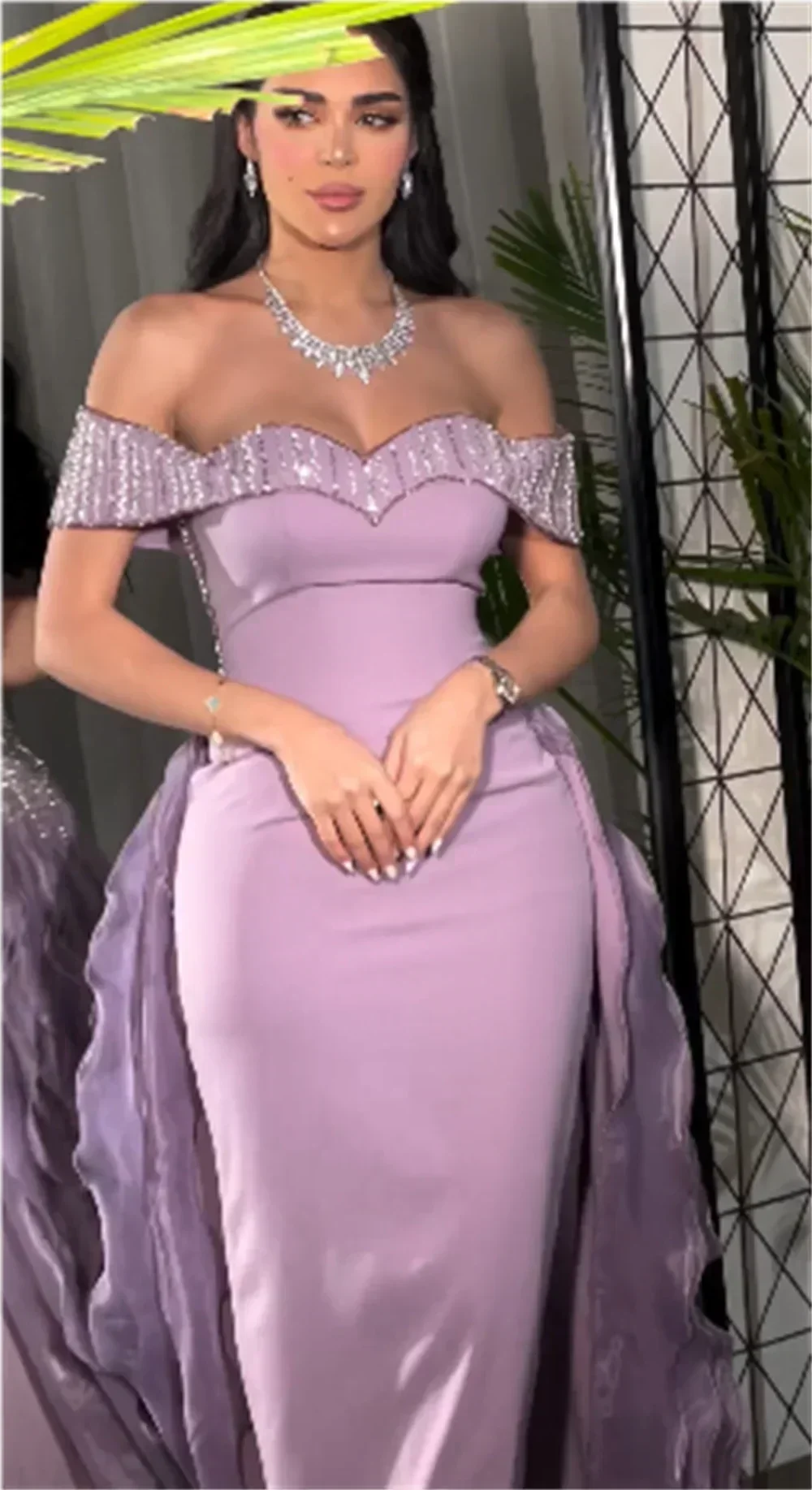 Customized Formal Retro High quality Fashion Chiffon Pleat Ruched Beading Ball Boat Neck Long Dresses Prom Dresses Exquisite image 4