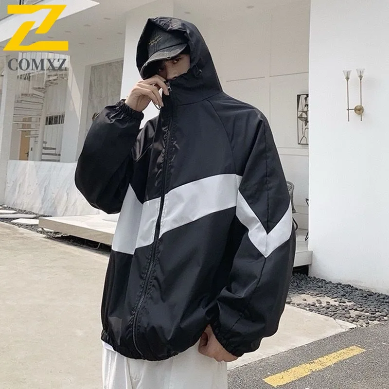 

COMXZ ветровка-авиатор для мужчин и женщин, винтажная рабочая одежда High Street, пальто, водонепроницаемое, ветрозащитное, свободного покроя, для пешего туризма, кемпинга, рыбалки