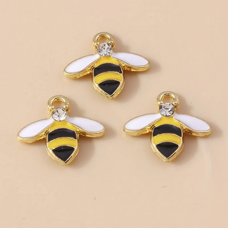 Leslie 20 Stück Emaille-Anhänger, 15 x 19 mm, niedliche Honigbienen-Anhänger für die Schmuckherstellung, Damen-Ohrringe, Armband, Halskette, DIY – Detail 16