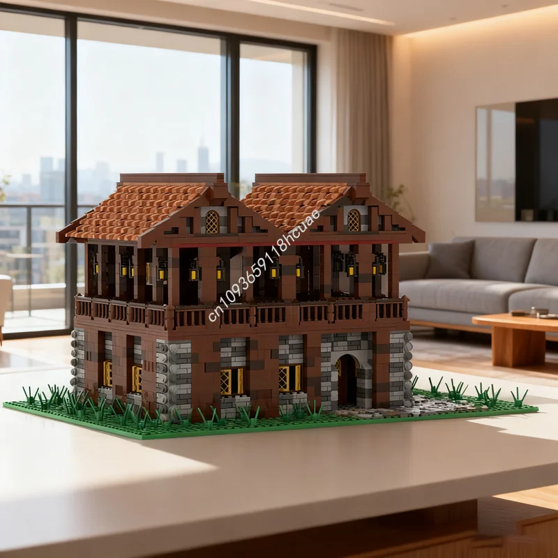 

3180pcs MOC Medieval 2 story cafe Castleed Model Building blocks toy Construction creative idea Christmas gift Brick Birthday