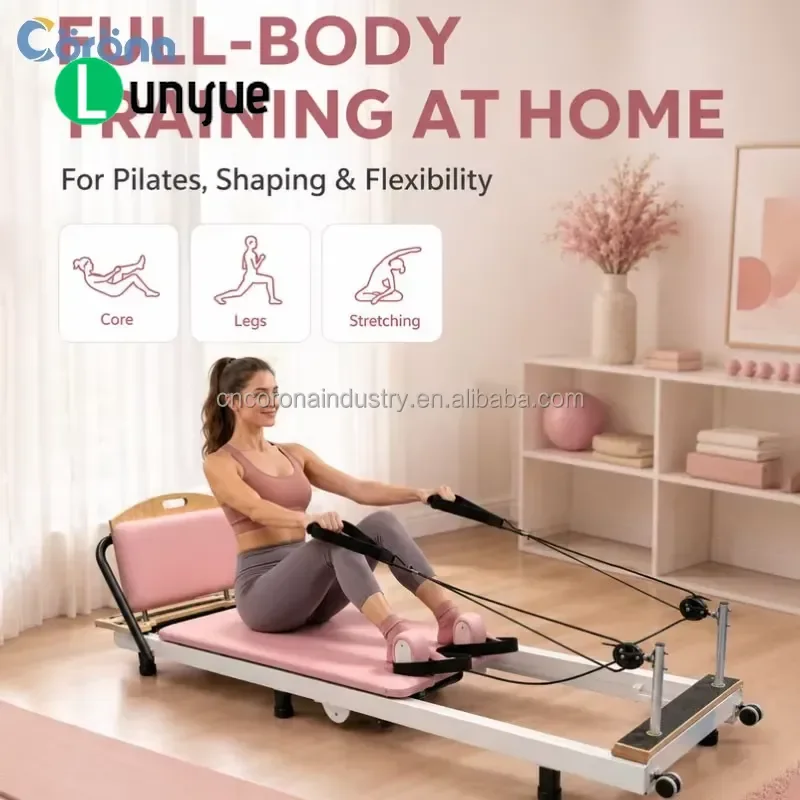 Pink Foldable Pilates Reformer Custom Logo Home Gym Fitness Equipment Portable Space Saving Workout Machine for Studio