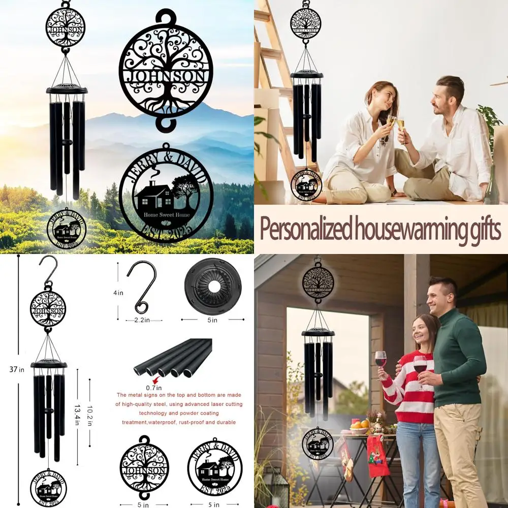 

elegant 37-inch wind chimes for new homeowners - perfect housewarming gift for women, men, couples, and outdoor décor