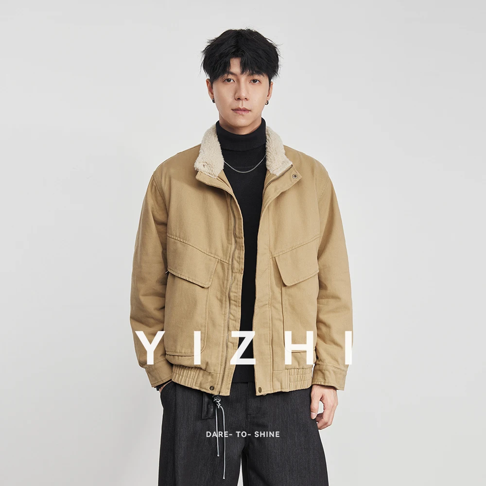 

Fashion Men's Workwear Collared Fleece-Lined Cotton Jacket 2025 Winter New Retro Loose Casual Outerwear Jacket