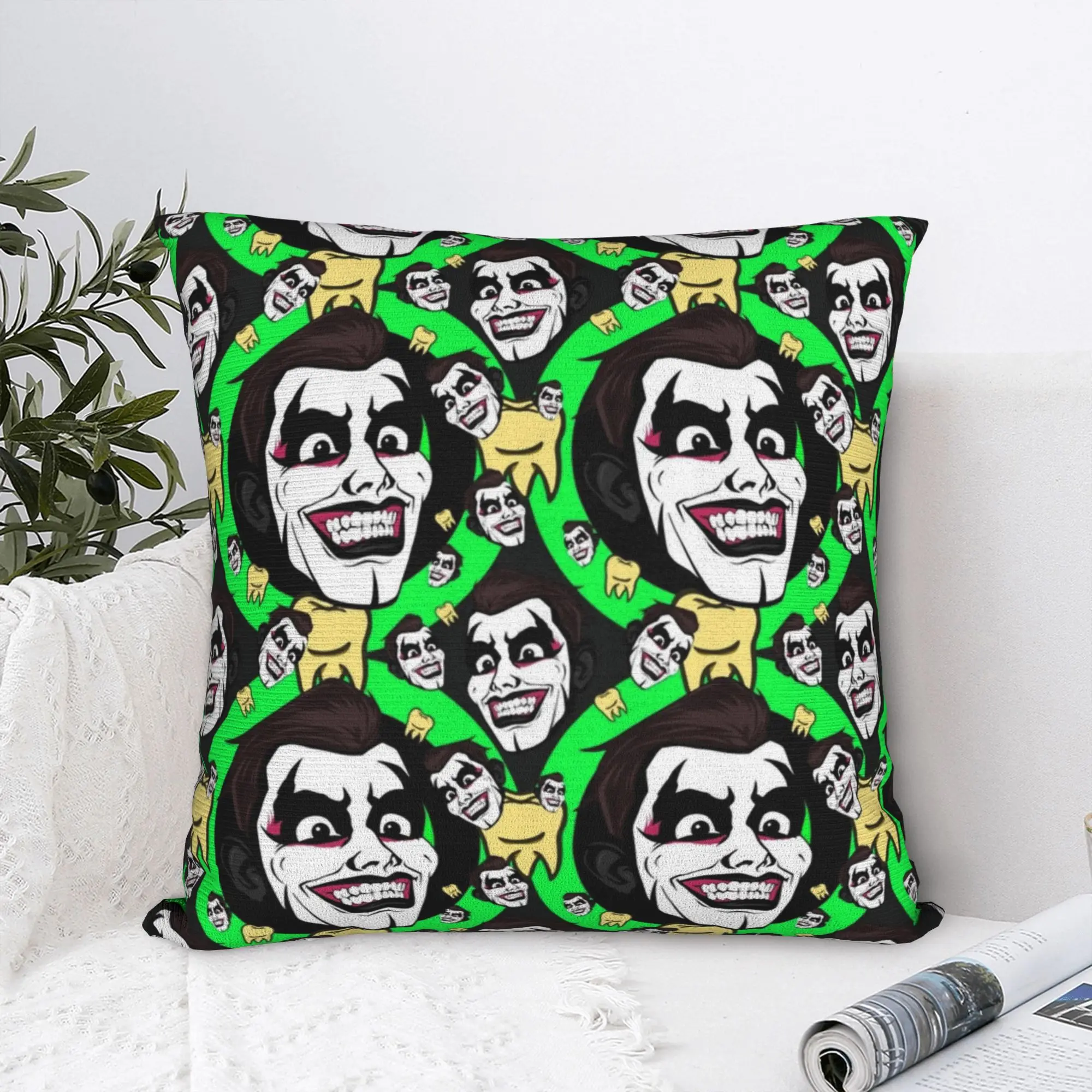 Danhausen Pattern Horror Teeth Pillowcase Polyester Cushion Cover Decor  Throw Pillow Case Cover Home Square 45*45cm
