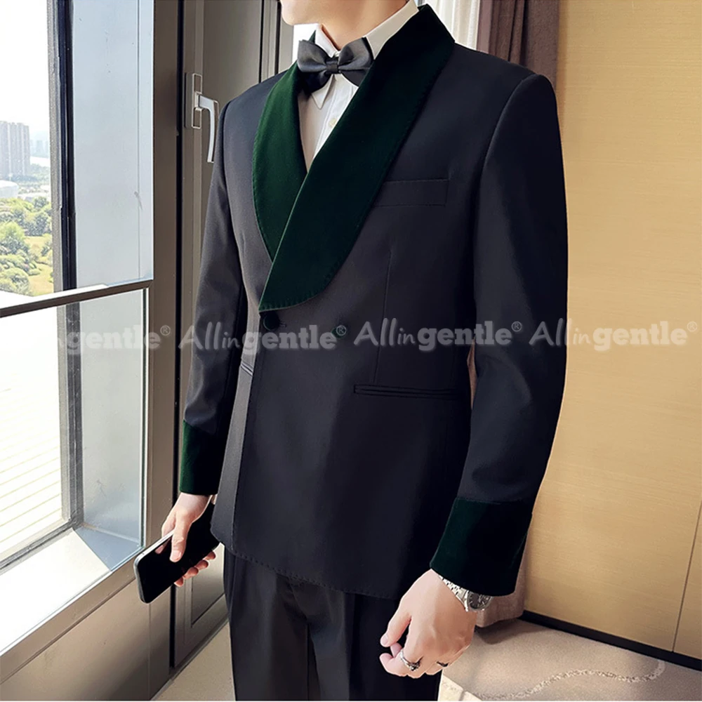 Classic Fit Mens 2 Piece Suit Elegant Wedding Party Double Breasted Regular Fit Men's Suits