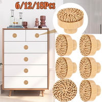 6/18Pcs Rattan Wooden Drawer Knobs Round Handmade Woven Cabinets Dresser Furniture Handles Kitchen Cupboard Wardrobe Door Pulls