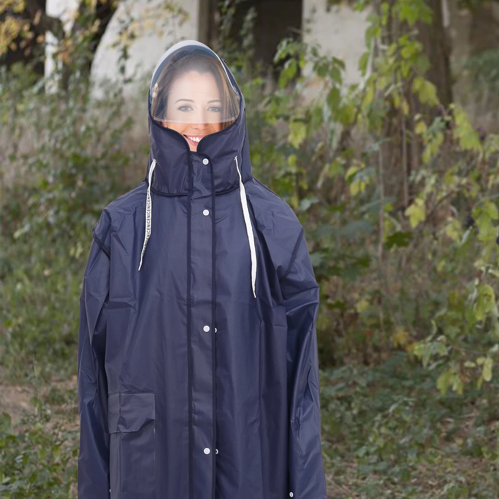 

Reusable Waterproof Raincoat For Women Outdoor Lightweight Portable Rain Poncho Adult Windproof Rainwear For Hiking Camping