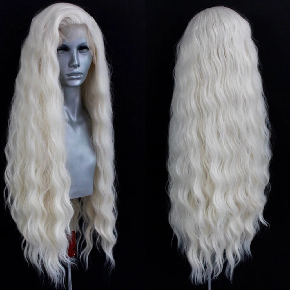 RDY Blonde Wig Synthetic Lace Front Wig female Long Water Wave Hair Frontal Wig for Women Brown Pink Red Wig Cosplay Daily Wear