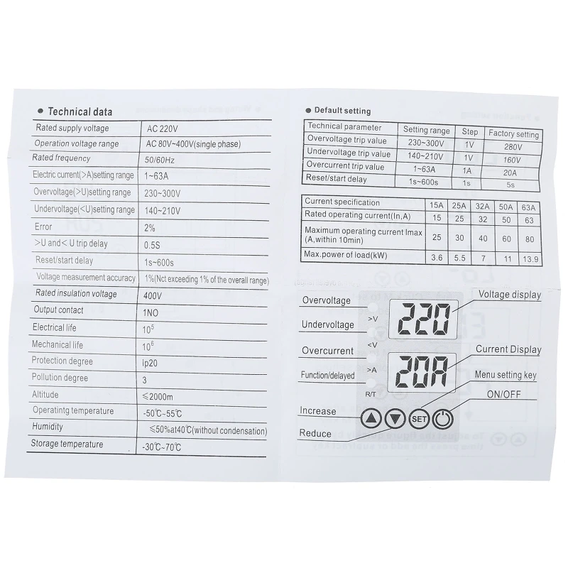 M6CF Overvoltage & Overcurrent Protector Undervoltage Delay Automatic for Protection Current Protective Device 63A