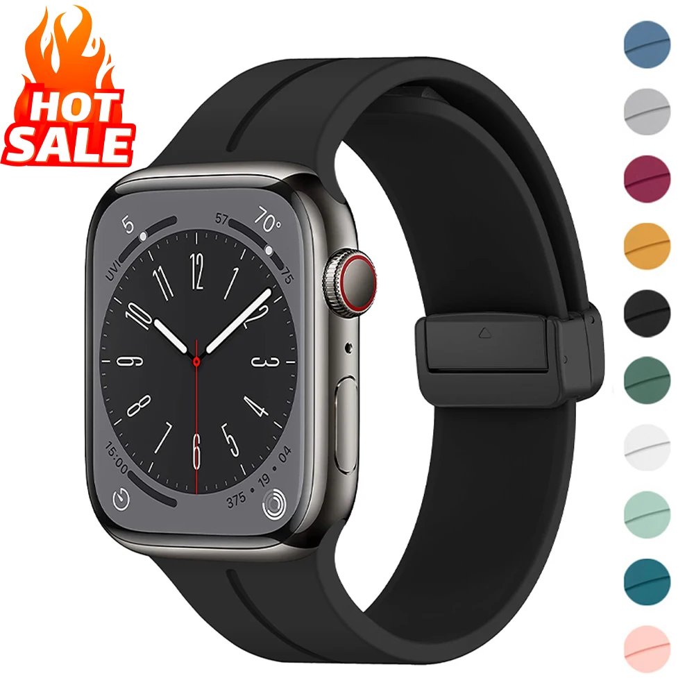 

Strap For Apple watch band 45mm 44mm 40mm 41mm 42mm 38mm 49mm Magnetic D-Buckle Sport Bracelet iWatch Series ultra 9 8 se 7 6 5