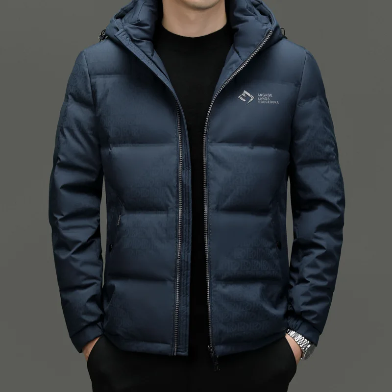 2023 Down Jacket Men's Short New Hooded Casual Business Fashion Warm and Handsome Jacket