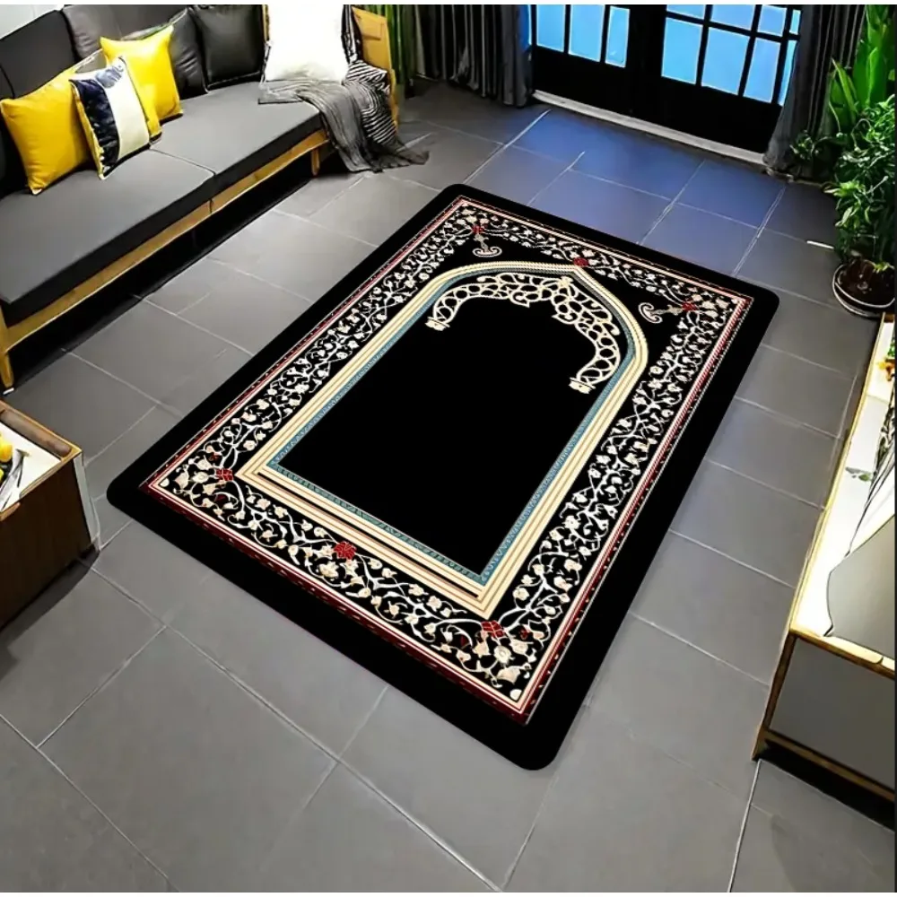 Islamic Mosque Carpet Mat Rug Home Decoration Living Room Bedroom Floor Decor Gold Arch Style Non Slip Rugs Bedroom Decor