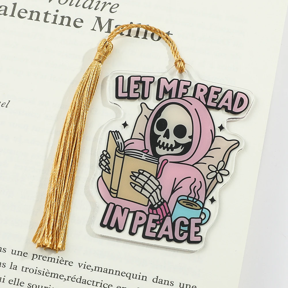 1pc Funny Skull Book Marks Reading Markers Acrylic Bookmarks Friends Girls Teachers Kids Stationery School Supplies