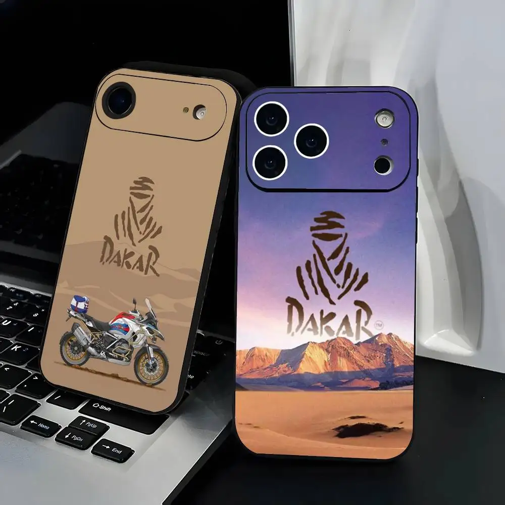 

Rally D-Dakar Logo Phone Case Fashion Black Frosted TPU Phone Case for iPhone 12-17. UV Spray Painted Design, Anti-fall Daily Pr