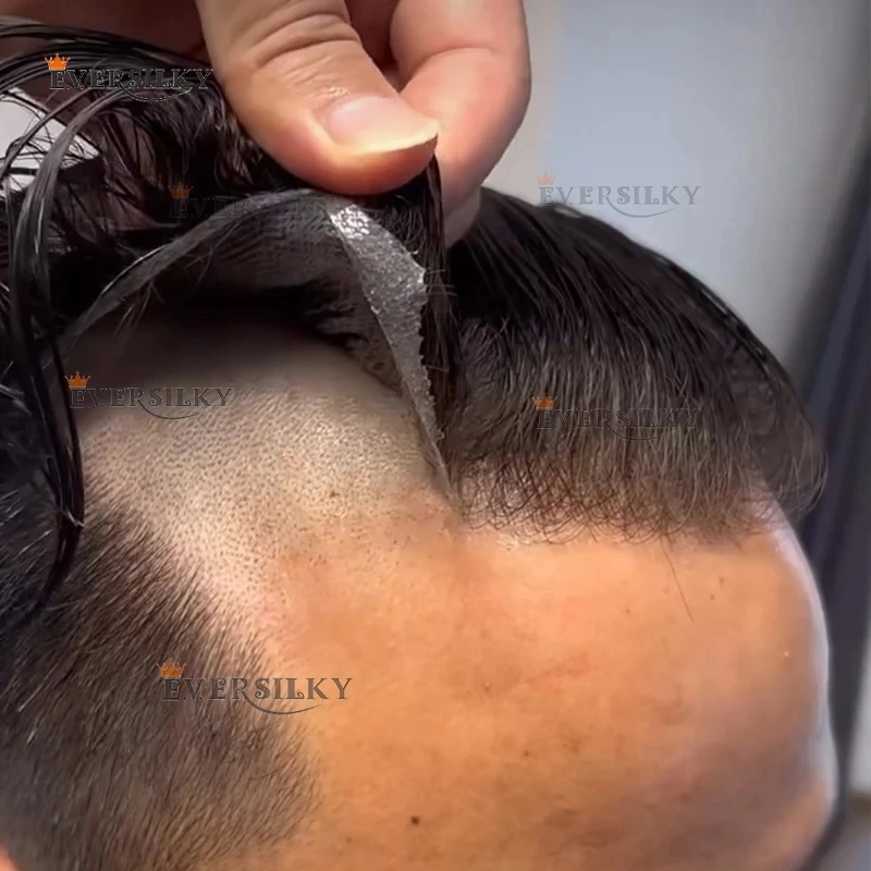 

Мужской парик-накладка из натуральных человеческих волос, 80% плотность, тонкая полиуретановая основа 0.02 мм, для замещения седых волос, оттенки 1B50, 1B80, с естественной линией роста волос