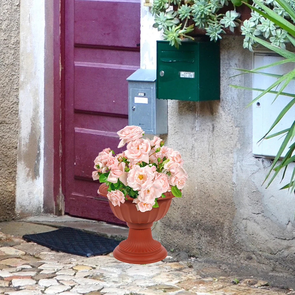 

1pcs Vintage Urn Planter For Garden Outdoor Yard Front Door Roman Style Flower Pot Pedestal Planters Garden Vase Decor