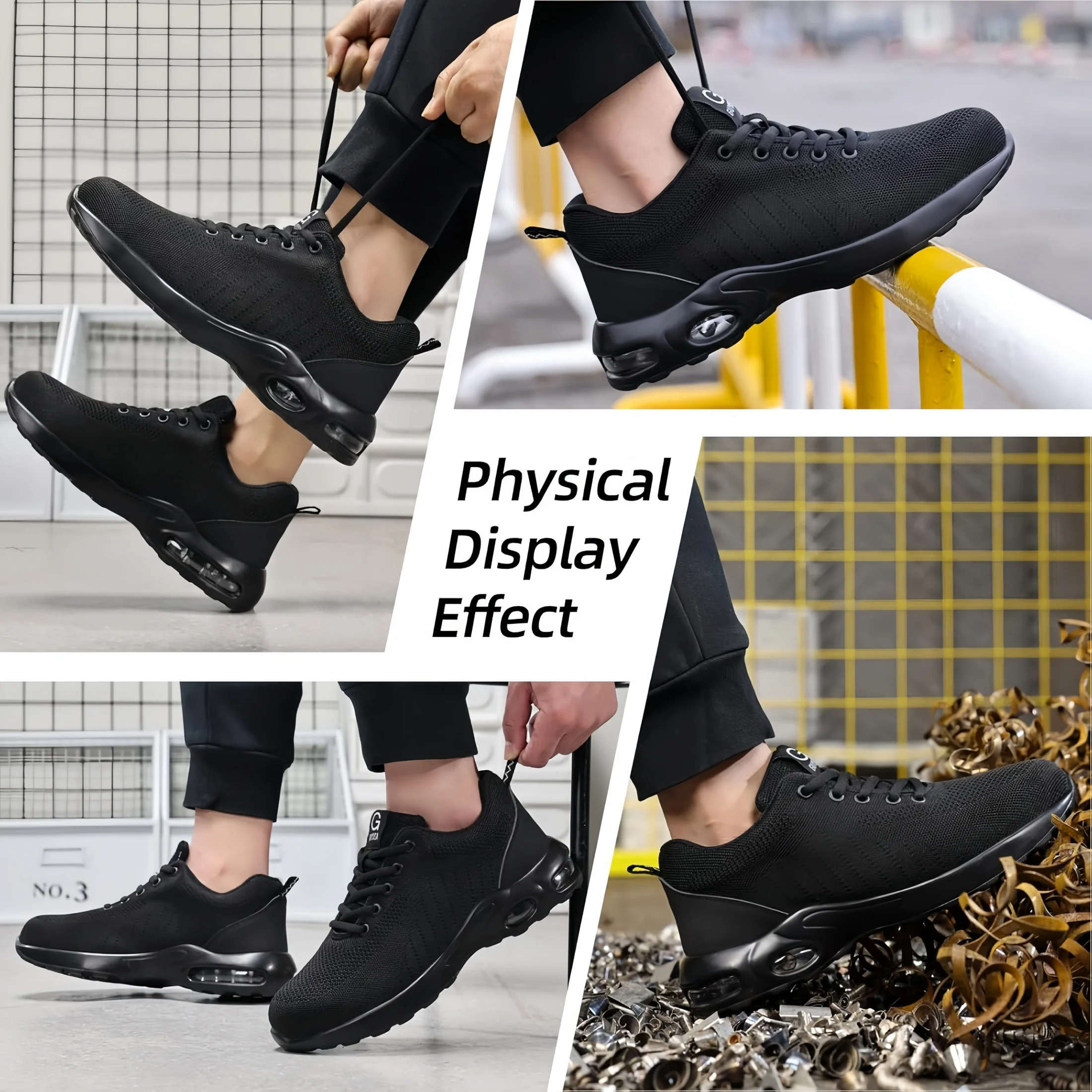 Wear Resistant Durable Steel Toe Work Shoes for Men Women Impact Resistant Steel Toe Cap Lightweight Comfortable Industrial Safety Sneakers All Seasons Construction Footwear Full Sizes Available Perfect Father’s Day Gift for Hard Workers
