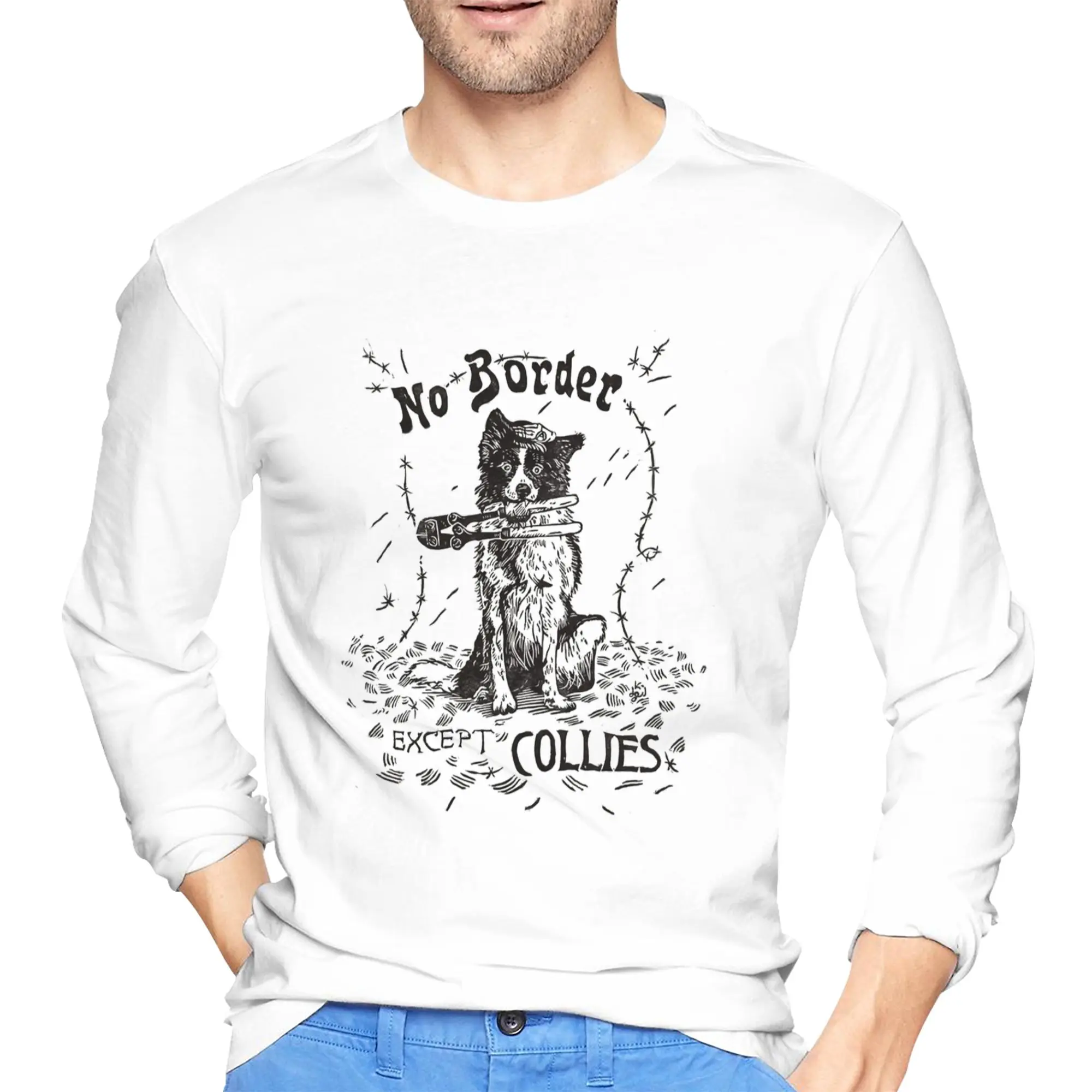 

Мужская футболка с длинными рукавами No Border, дышащие футболки с круглым вырезом, весенне-осенние мужские топы