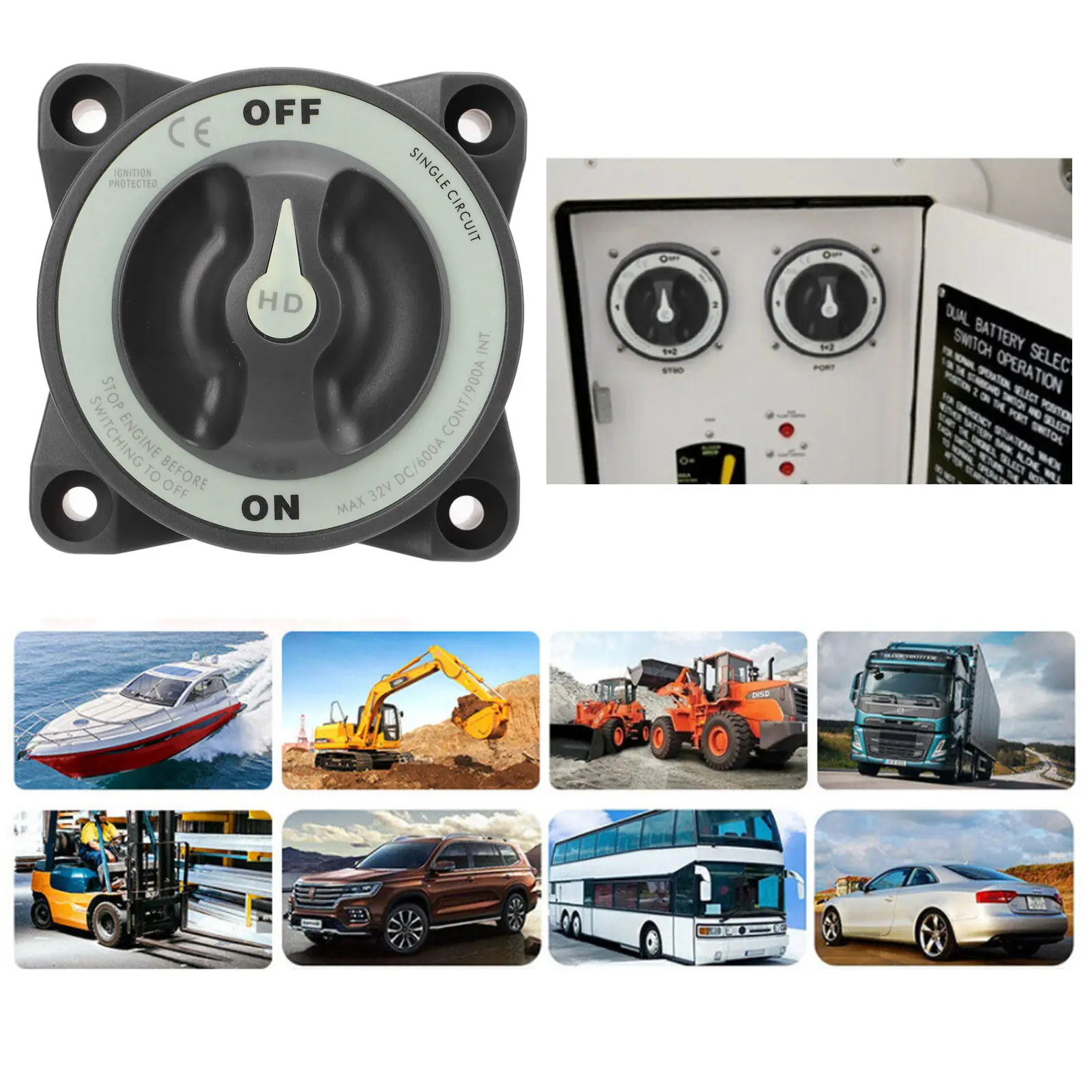 

Выключатель-разъединитель главной батареи 600А, одноканальный, ON/OFF, водонепроницаемый IP66, 3 клеммы, для автодомов и лодок