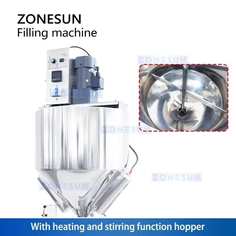 ZONESUN ZS-GTJH1 Thick Paste Filling Machine with Heater and Mixer Piston Lotion Filler