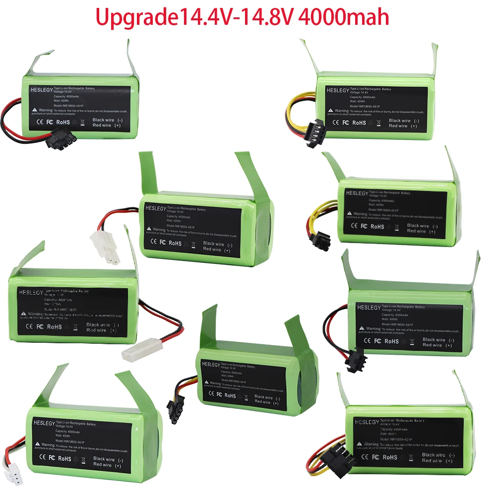 

Vacuum Cleaner Battery 14.8V/14.4V 4S 18650 4000mAh for POLARIS/Liectroux/Conga Excellence/XIAOMI MIJIA/ILIFE/RoboVac/Deebot 1P