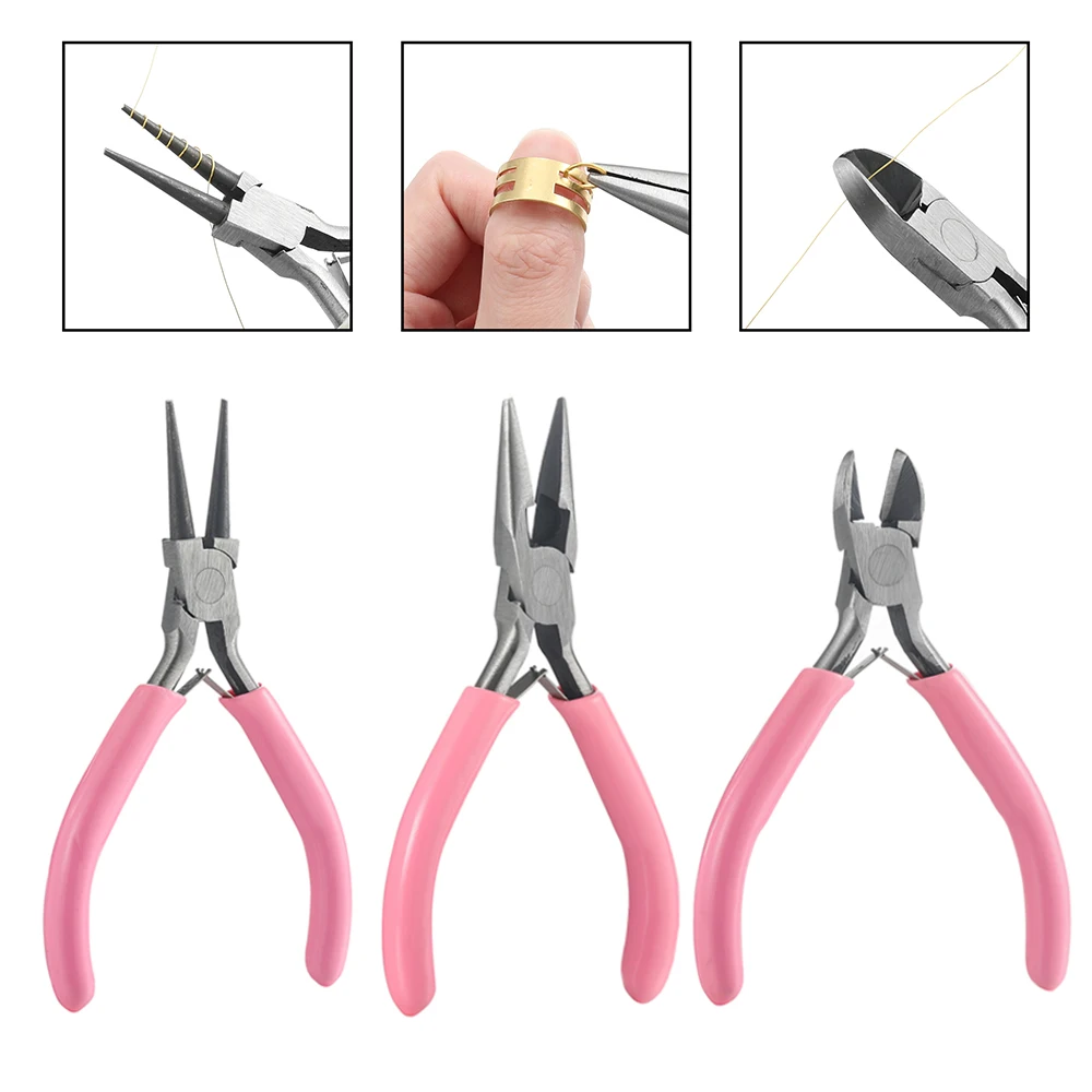 3 teile/satz Tragbare Schmuck Machen Zangen Werkzeug Nadel Runde Nase Zange Diagonal Zange für DIY Schmuck Hardware Machen Reparatur Werkzeug