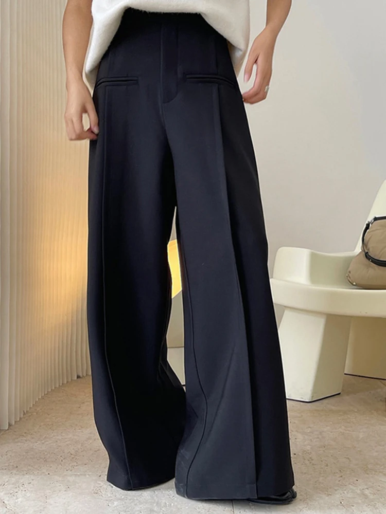 LANMREM 2024 Spring New Women Solid Color Button High Waist Long Trousers Ladies Casual Fashion Wide Leg Pants 2J378