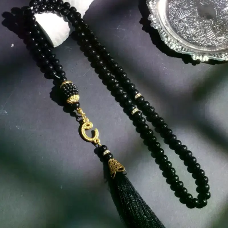 6MM 99Pcs Glass Pearls Tassel Turkish Style Muslim Rosary Islamic Meditation Yoga Prayer Beads Necklace For Women Jewelry