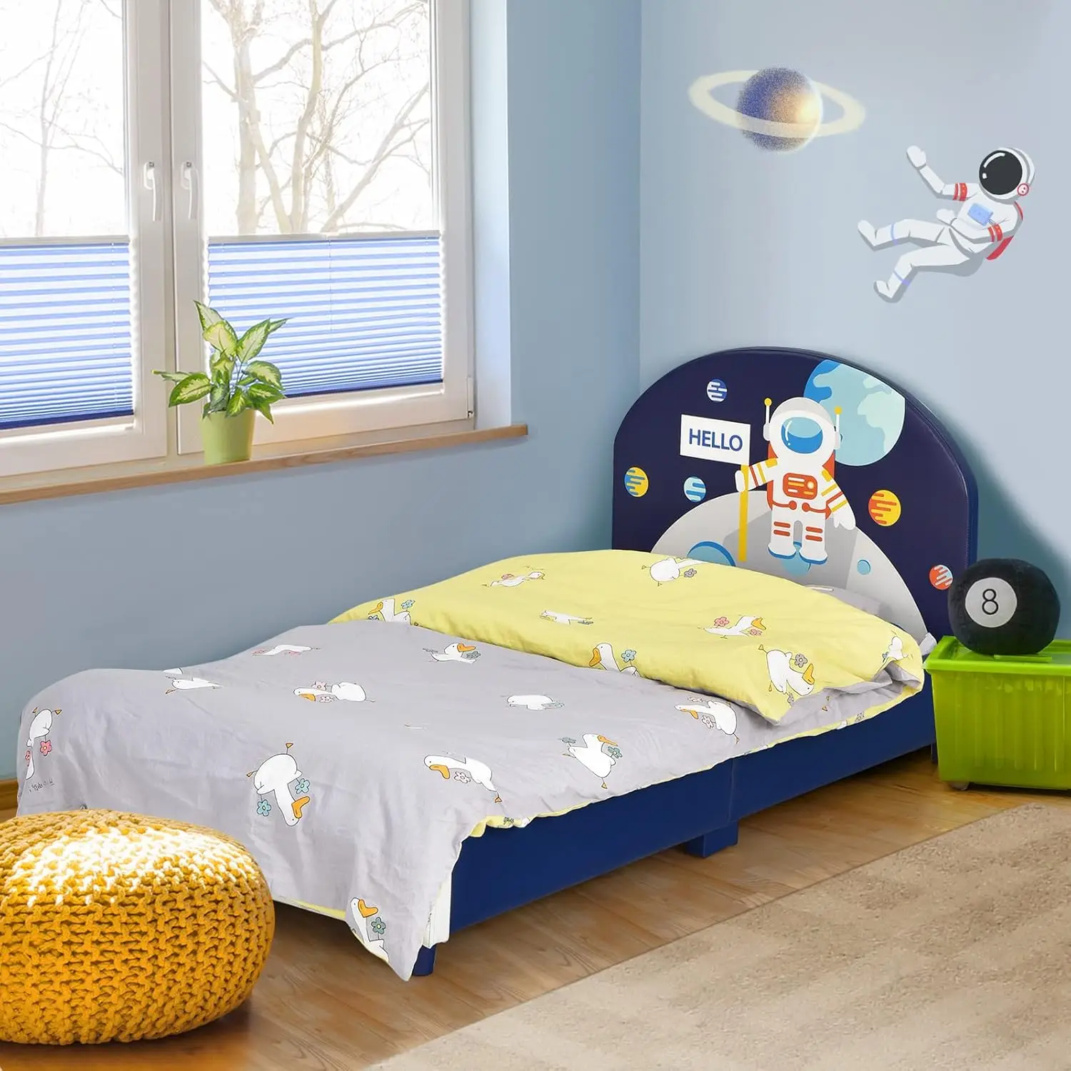 

Kids Twin Bed Frame with Headboard, Wooden Platform & Slat Base, No Box Spring Needed for Boys Girls, Fits Standard Mattress