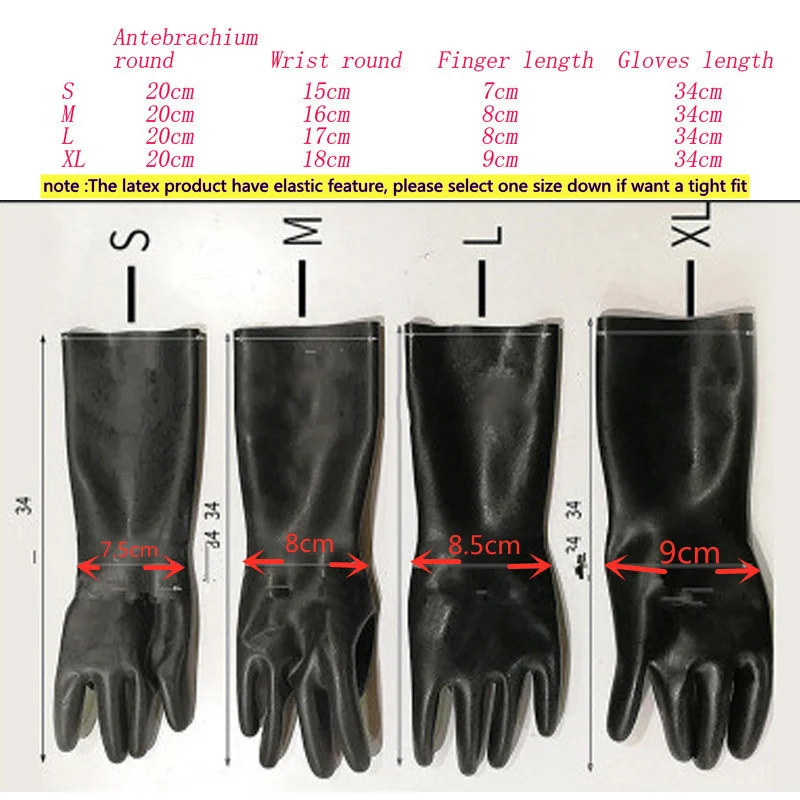 Unisex Latex Rubber Gloves Wrist Seamless Latex Exotic Lingerie Black Red Transparent Short Fetish Gloves for Men Women