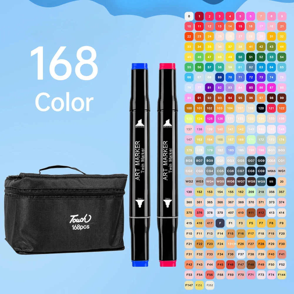 168 Colors Markers Dual Brush Pens Marker Double Tipped Round + Chisel Tips Sketch Art Drawing Markers For Artist Kids Adults