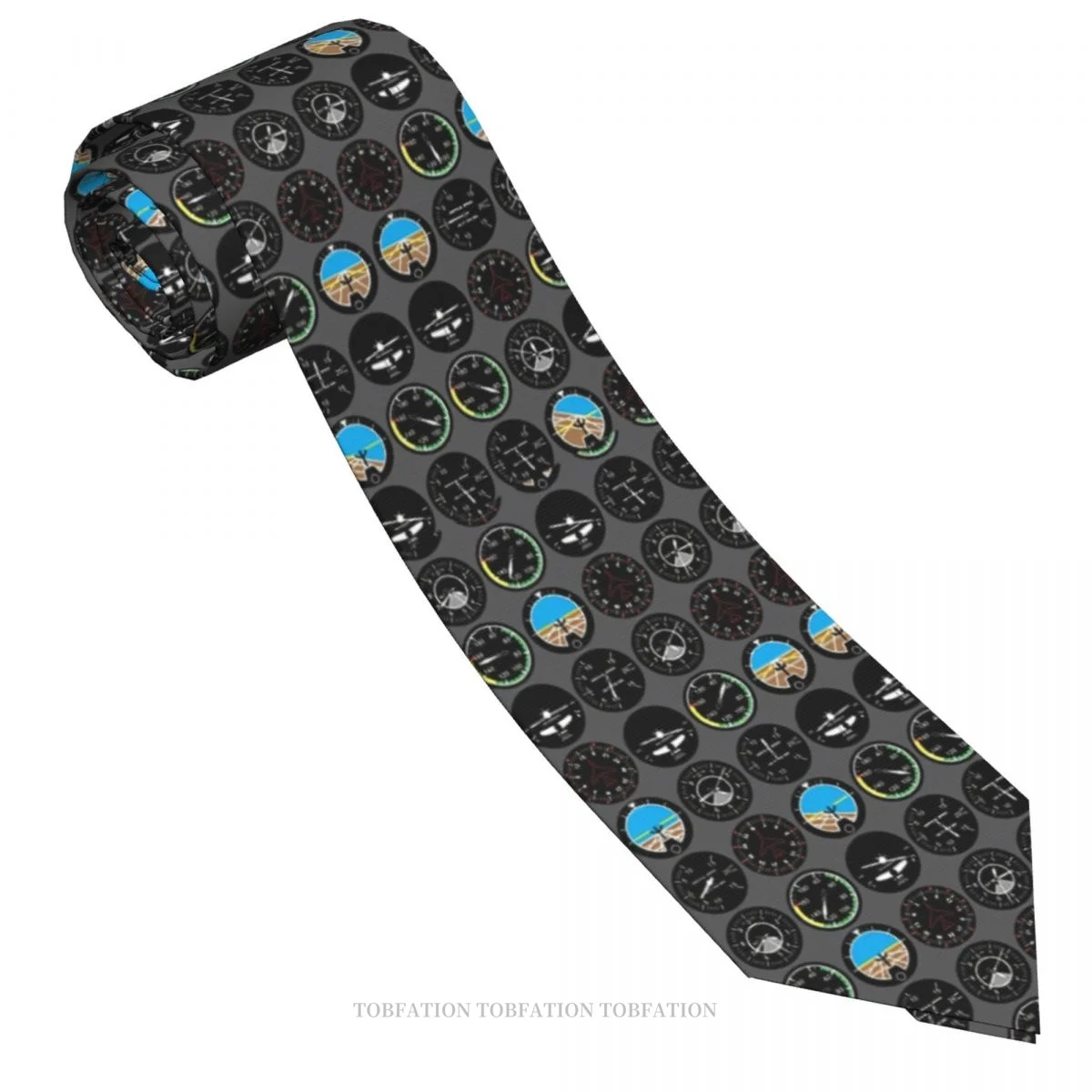 Flight Instruments Classic Men's Printed Polyester 8cm Width Necktie Cosplay Party Accessory