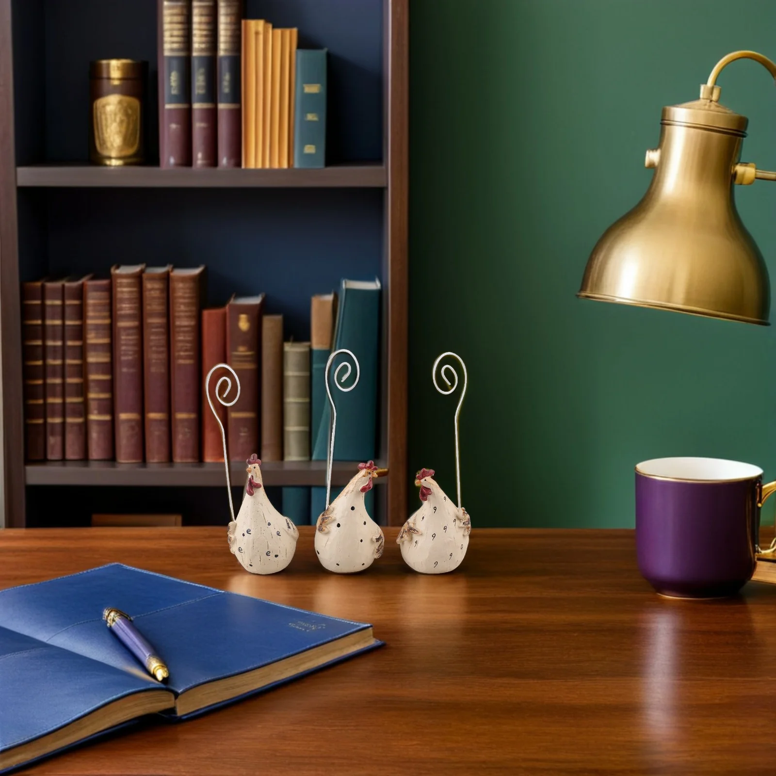 

3pcs Chicken Card Holder Stand Memo Clip Picture Resin Business Name Office Decor Wedding Table Centerpiece Place Holder Favor