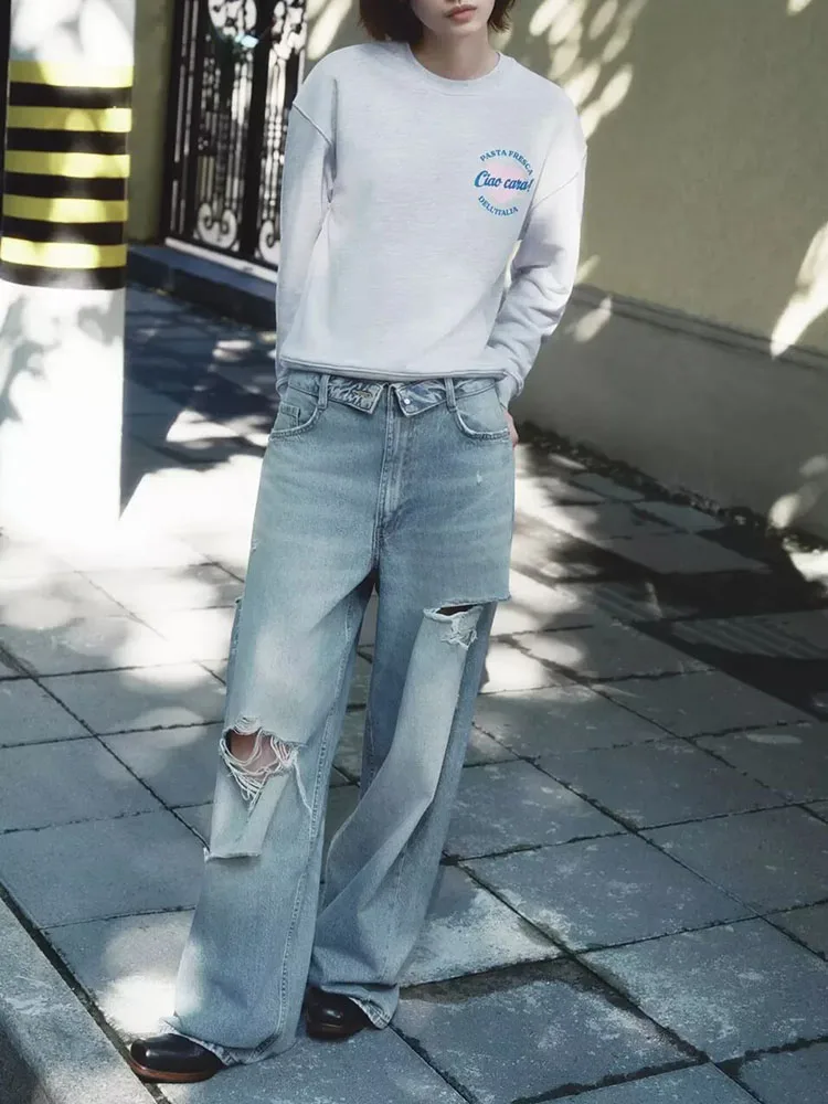 الراقية المرأة الجينز منتصف الخصر متوهج الخريف جديد Sle تنوعا السيدات الوقوف صالح بسط قليلا l الخصر #1