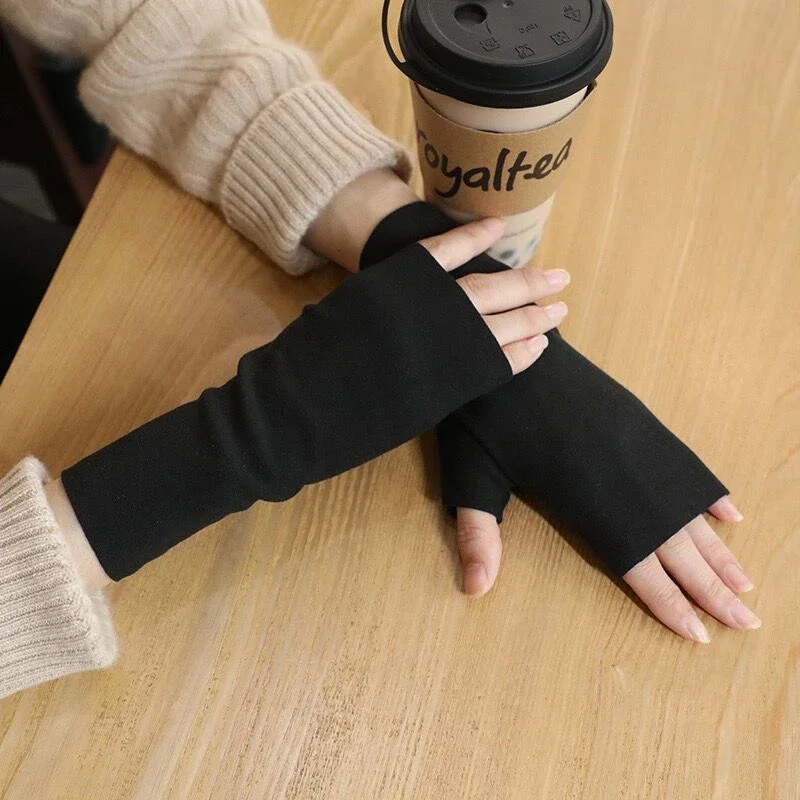 2024 Winter New German Velvet Fingerless Gloves Ladies Warm Office Typing Driving High Sense Ladies Fingerless Gloves