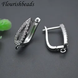 New Good Quality Silver Color Paved CZ Beads Shvenzy Earring Hooks Clasp for DIY Jewelry Making Accessories 30pcs/lot
