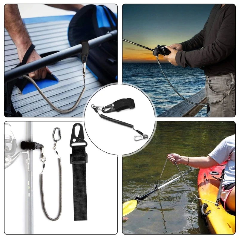 קשירת חכה מתכווננת עבור אביזרי קיאקים ספורט חוץ הרפתקאות מניעת ירידה קל משקל שרוך מפותל