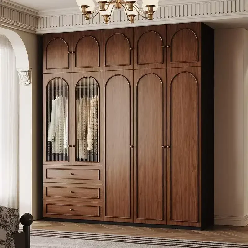 Wood Wardrobe Master Bedroom Home Storage Wardrobe Glass Door
