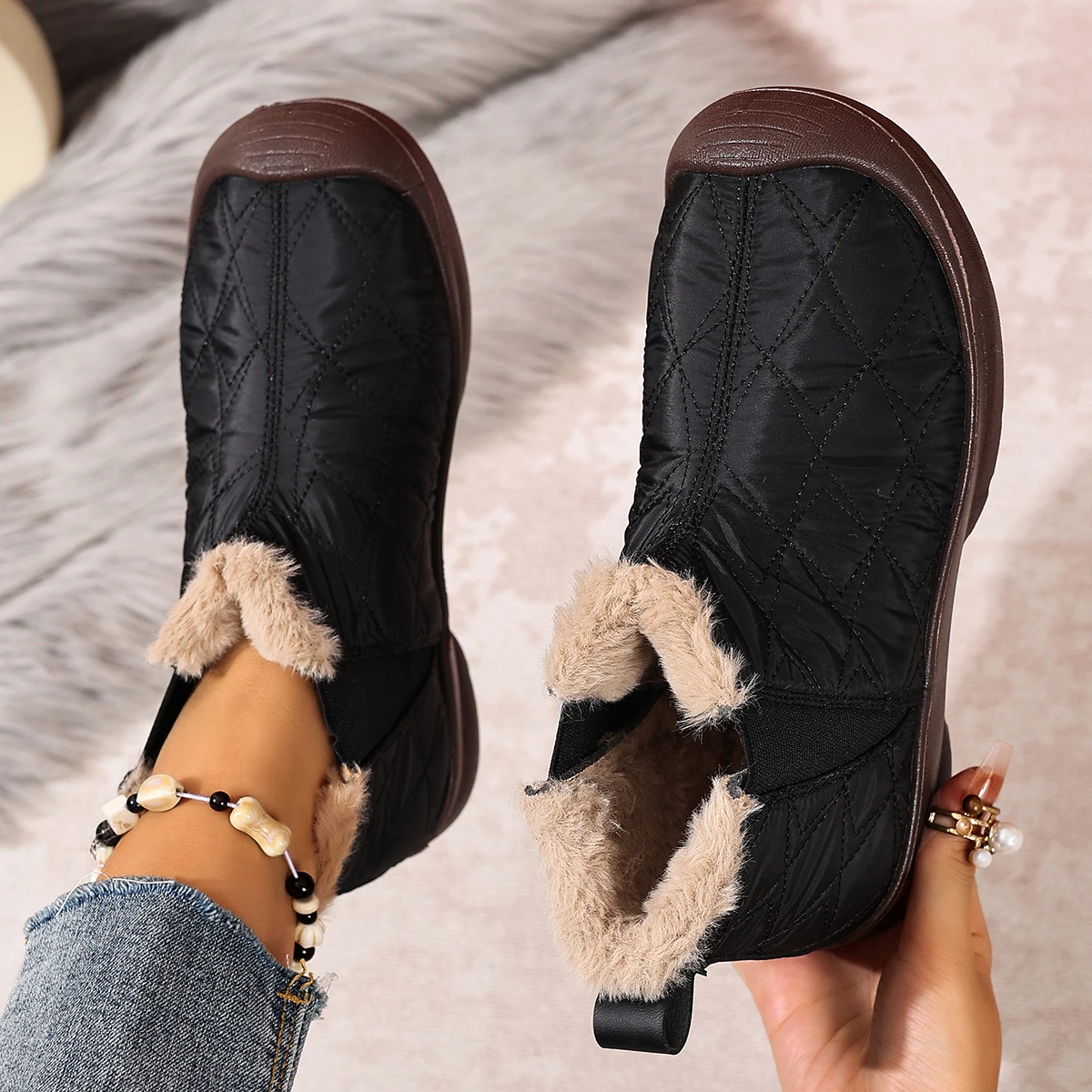 

2025 зимняя новая женская повседневная хлопковая обувь, теплая и удобная, противоскользящая и прочная, бесплатная доставка, женский хлопок