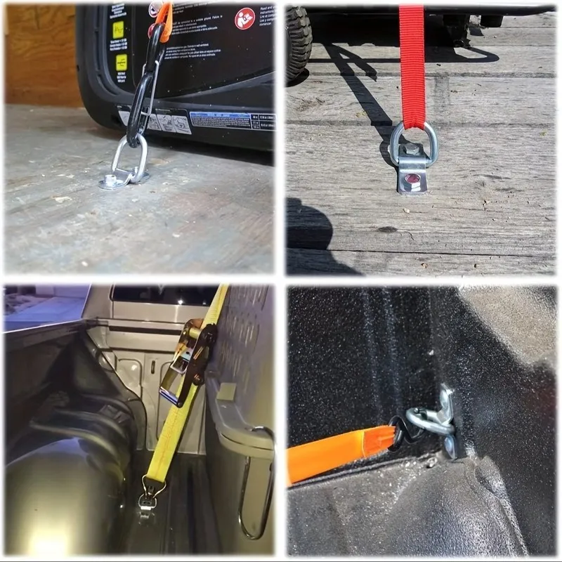 3 D-Rings + 6 Screws Heavy Duty Lashing D-Rings, Stable Load Bearing for Trailer, Horse Van, Boat Cargo Tie Down