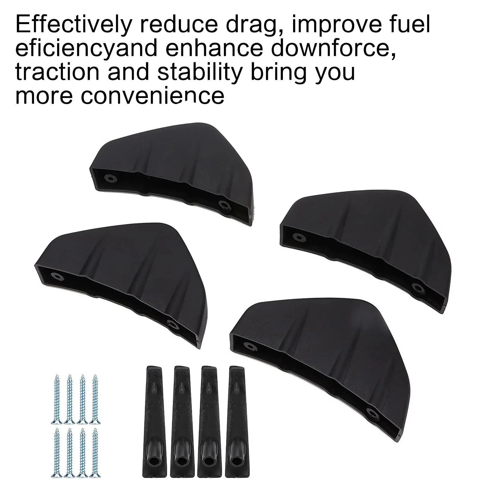 2PCS Universal Black Rear Bumper Diffuser Car Spoiler Protector for SUV Sedan All Vehicle Types Easy Installation